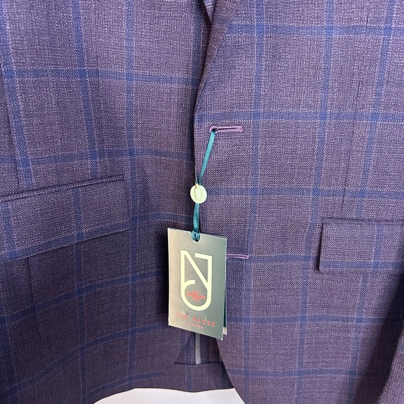 🔥 NWT Ted Baker London Men’s Blazer – Plum Check Windowpane – Size 38R - Picture 4 of 11